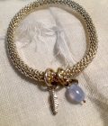 Jacky Blue Lace Agate Feather Silver Bracelet - immagine 2