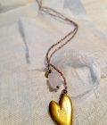Nova Rose Quartz Heart Gold Necklace - immagine 2
