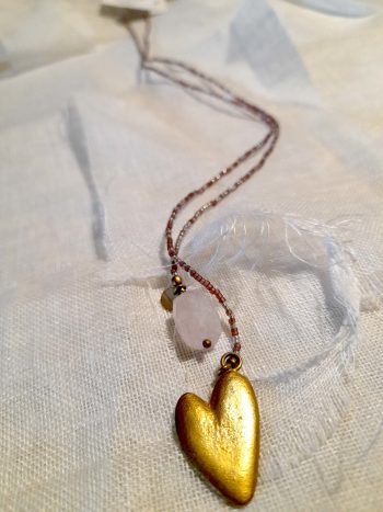 Nova Rose Quartz Heart Gold Necklace - immagine 2