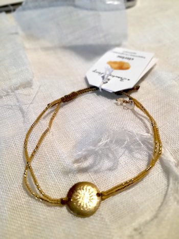 Glitter citrine Coin Sun Gold Colored Bracelet