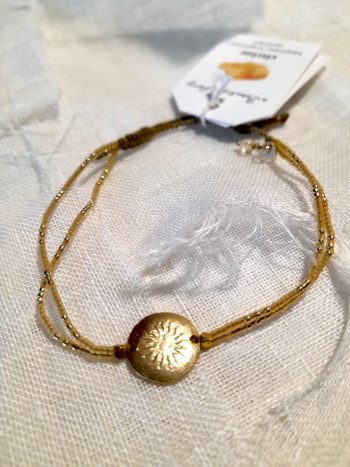 Glitter citrine Coin Sun Gold Colored Bracelet - immagine 2