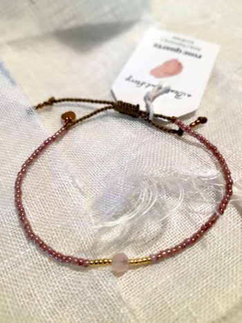 Knowing Rose Quartz Gold Colored Bracelet