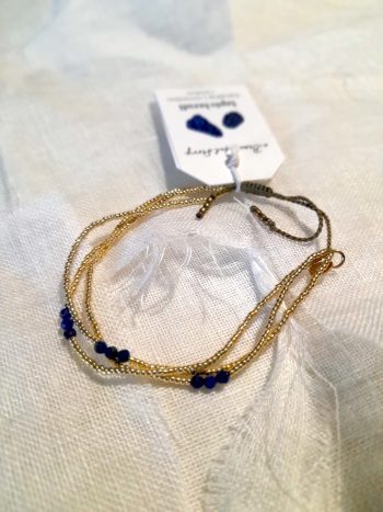 Shiny Lapis Lazuli Gold Colored Bracelet - immagine 2