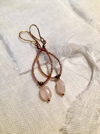 Becoming Rose Agate Gold Colored Earrings