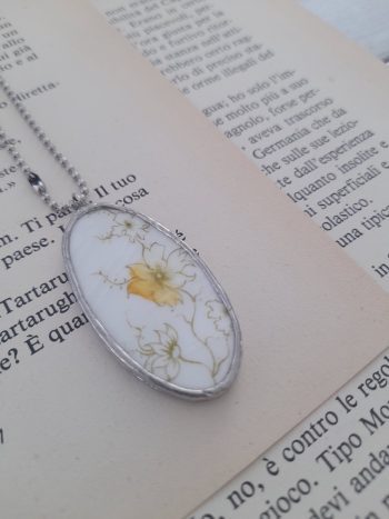 Collana con ciondolo ovale Bianco - immagine 2