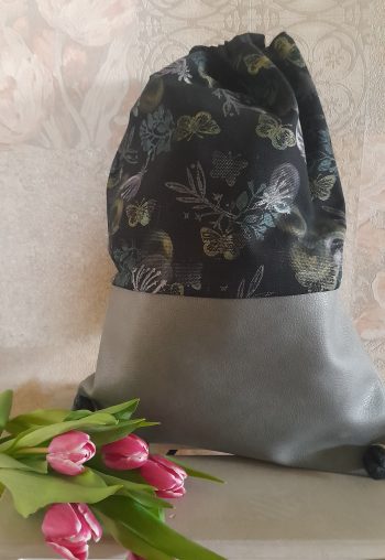 Borsa ecopelle grigio con spallacci